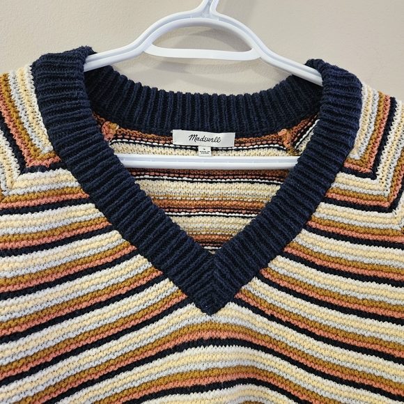 Madewell - Arden V-Neck Crop Pullover Sweater in Stripe - Size S - Picture 7 of 11